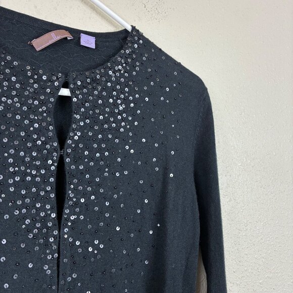 Cullen Sequined Cashmere Wool Lightweight Cardigan Sz Small Glam Minimalist - Picture 3 of 6